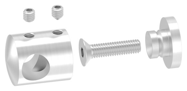 Querstabhalter FLACH Edelstahl  V2A Gelaender Stabhalter fuer Rundstaebe 12 mm inkl- Schrauben-11-1011.4