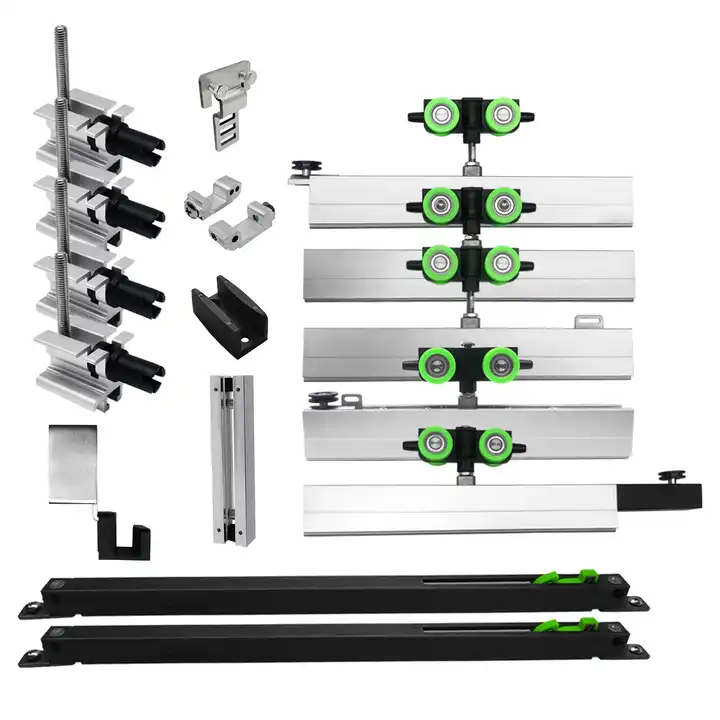 Aluminium Faltwand Beschlaege fuer Glas 10-12mm - 3m Laufschiene - 80kg Fluegel-89-11GSALP20003NESET-A.4