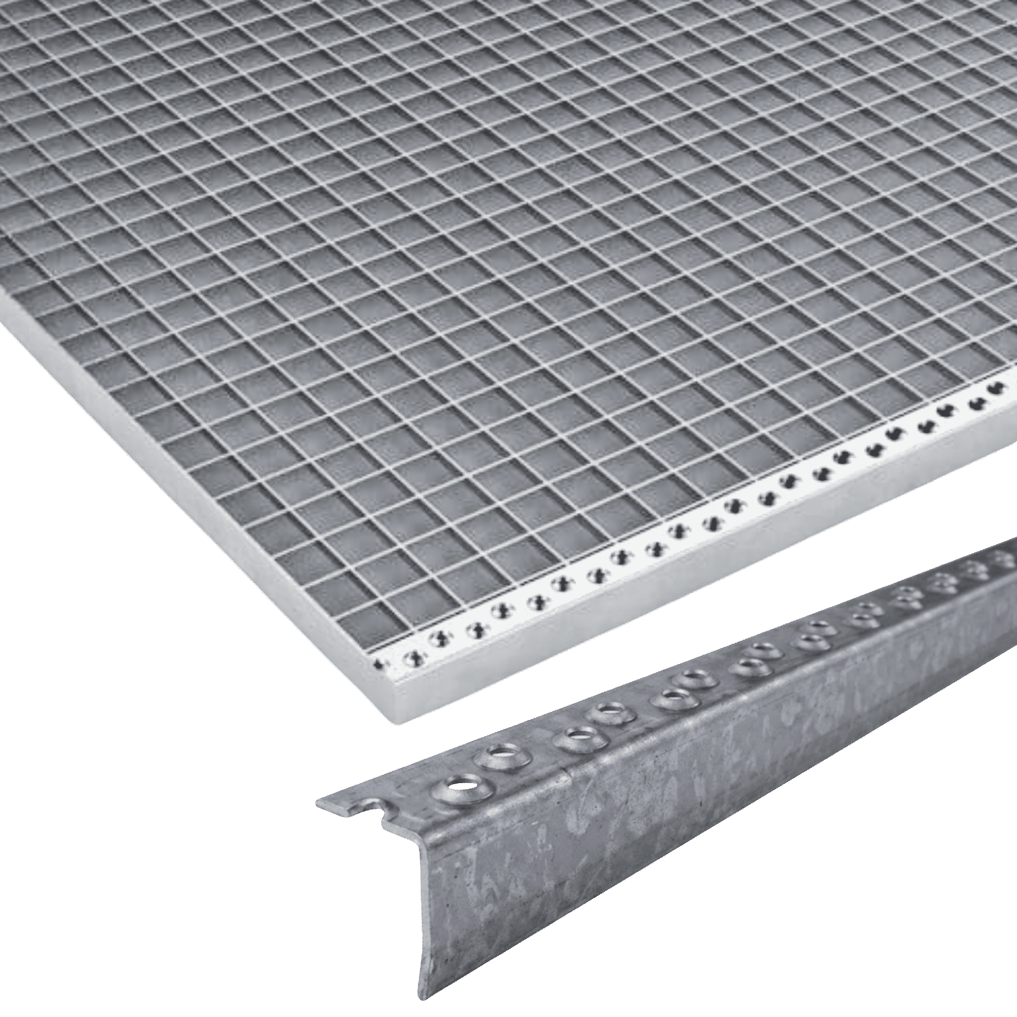 Press-Podestrost T-Profil 1200 x 1000 mm - Maschenweite 33 x 33 mm - Tragstab 30 x 3 mm - mit Sicherheitsantrittskante - feuerverzinkt-21-P12010030302.7