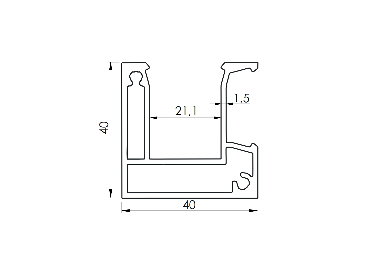 Aluminium-Zaunadapter fuer 21mm Fuellungen - 6000mm-89-11FGAS216000N-A.4