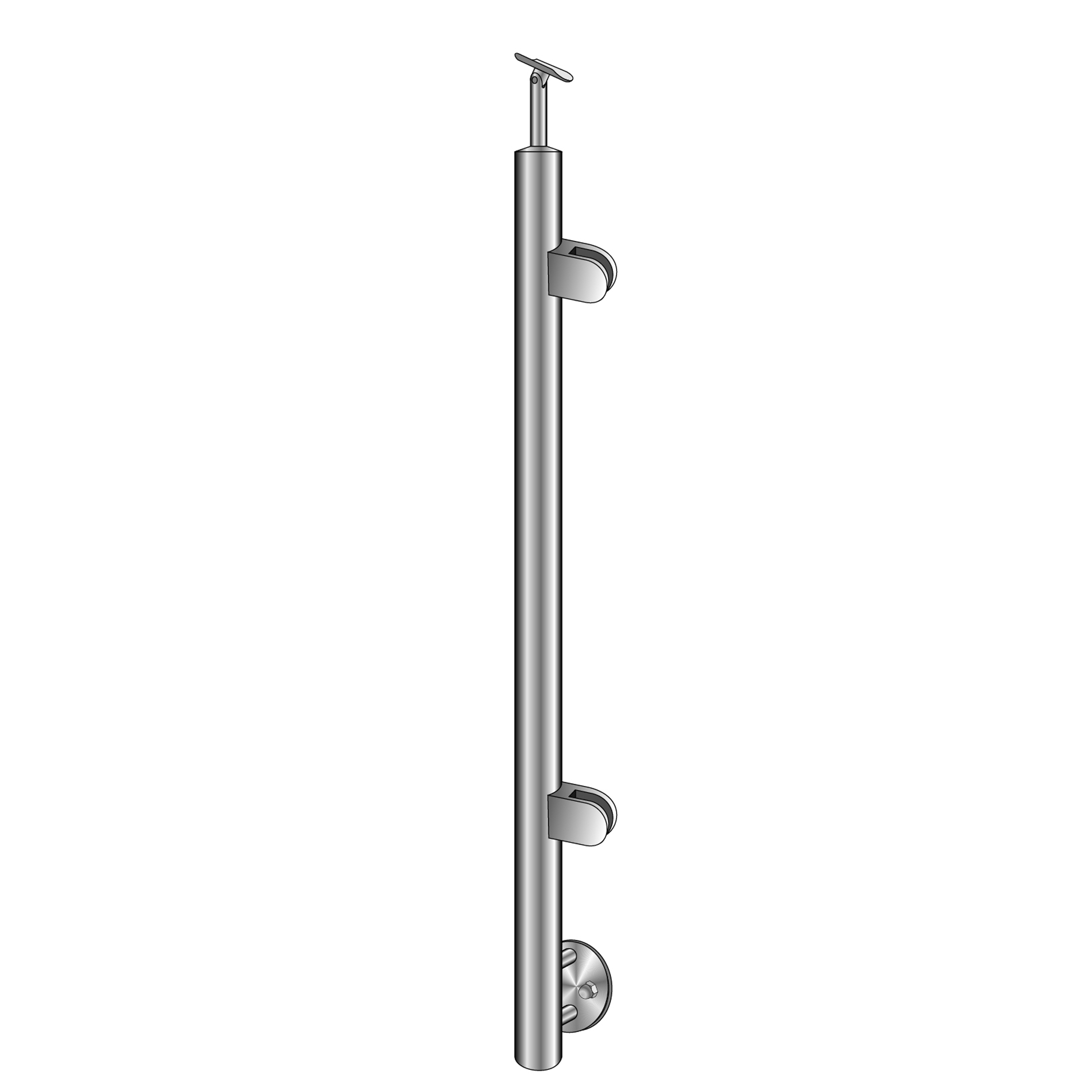 Gelaenderpfosten V2A 1000 mm Seitenmontage Glas Treppe rechts geschliffen-14-0043RG-A.4