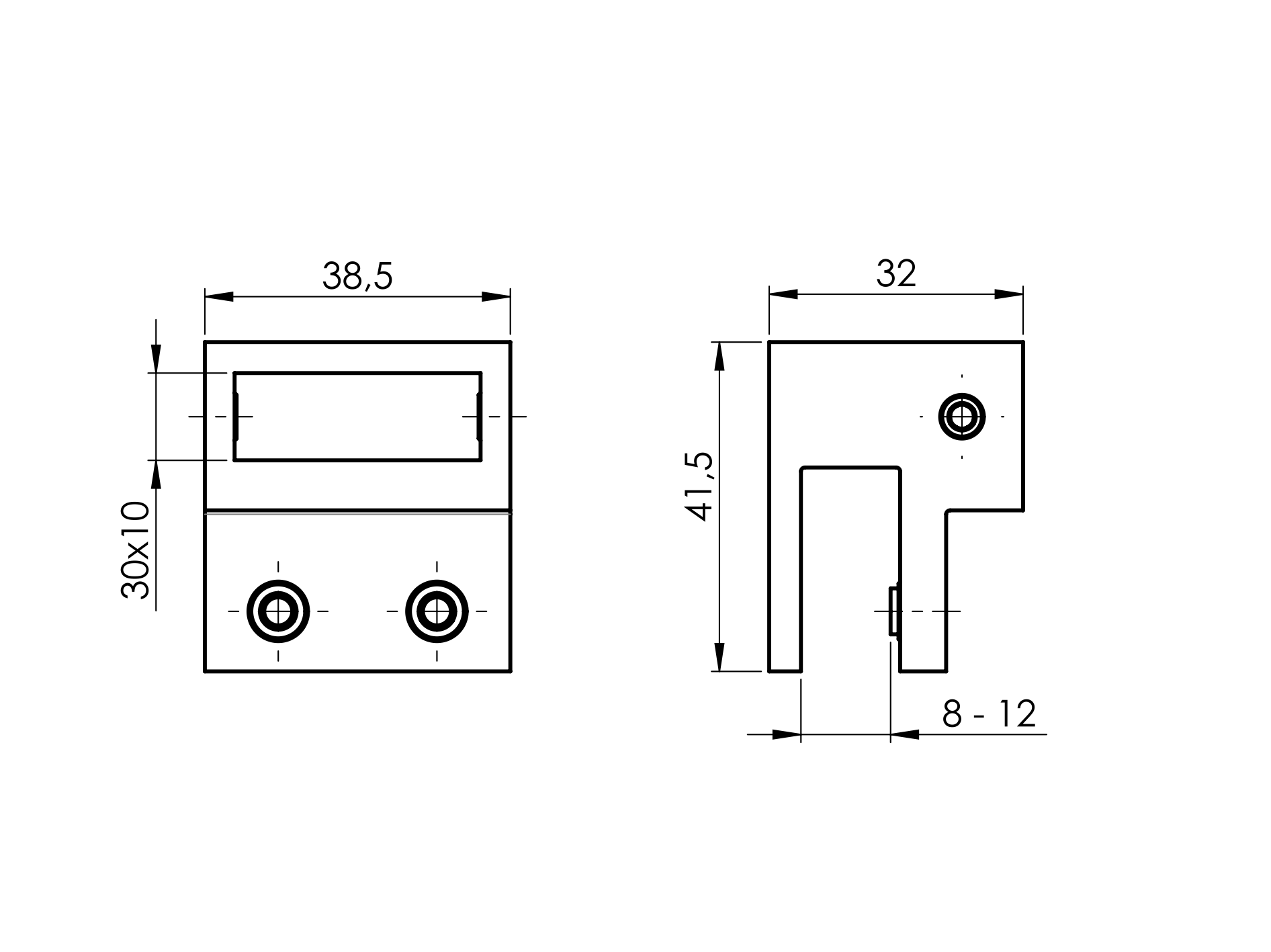 Edelstahl Stangenhalter JPL-Profil glaenzend fuer Rundstab - Flachmaterial-89-11GS304ZP220PCR-A.4
