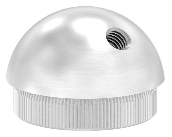 Bouchon demi-rond V2A en matériau plein avec M8 45° pour Ø 48,3x2,6 mm