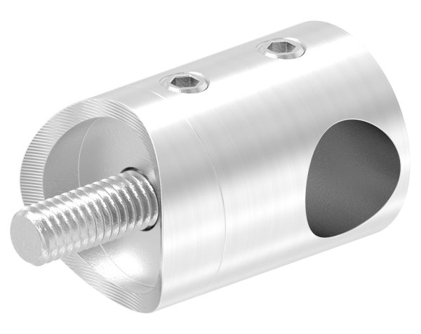 Querstabhalter V2A Edelstahl – Anschluss 33-7 mm fuer Rundstaebe 12 mm mit Sackloch Abschluss rechts inkl- Schrauben-11-1029.4