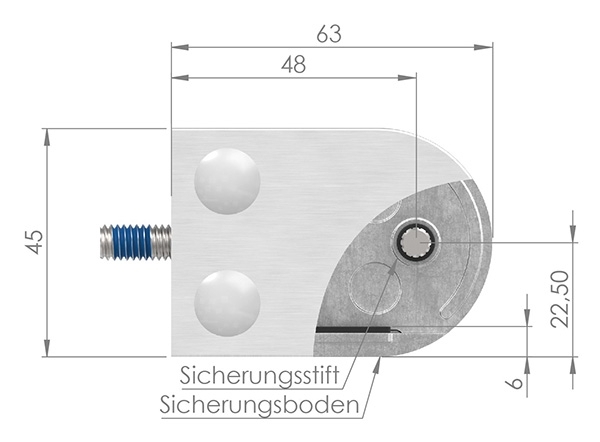 Glasklemme 63x45x30 mm AbZ fuer Anschluss Ø 48-3 mm Zink-10-2448ABZ.3