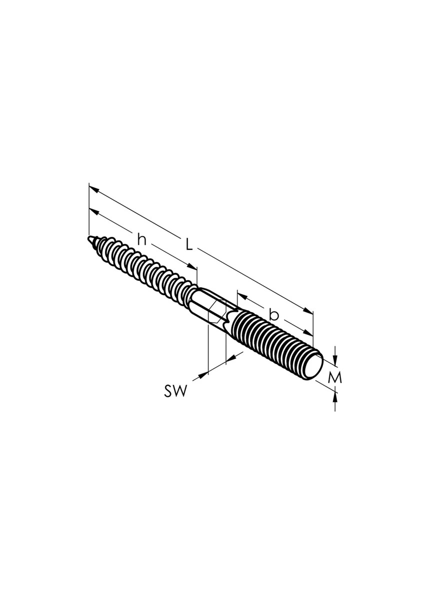 Stockschraube Edelstahl AISI 304 M8x60 Holz- und metrisches Gewinde-13-0023-A.4