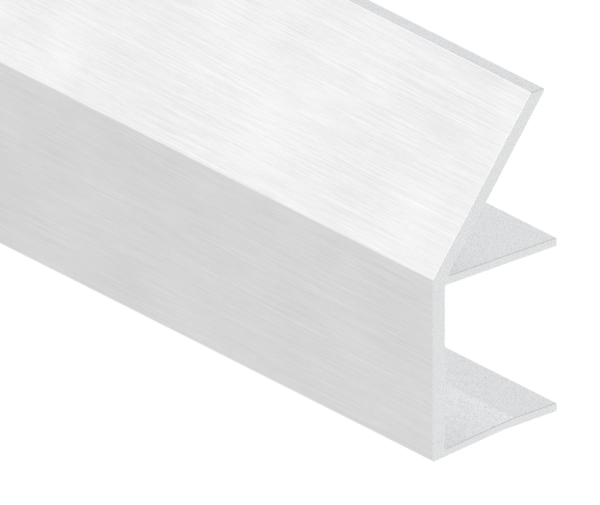 Regenrinne Aluminium eloxiert fuer Glas 21-52 mm L = 1800 mm Edelstahloptik E4-EV1-88-11VDE-RE-1800.21