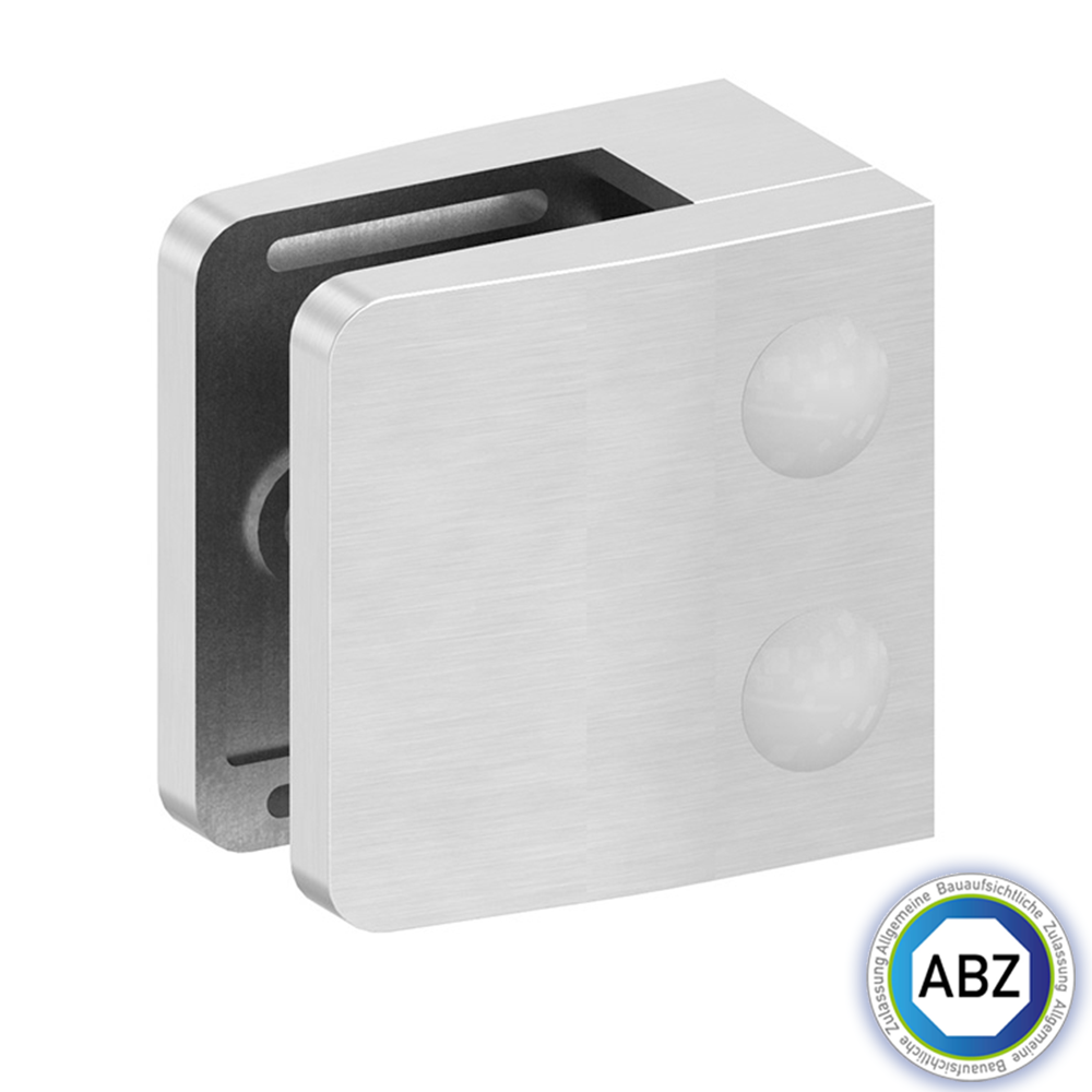 Glasklemme - mit ABZ Zulassung - Masse- 52x52x32-5 mm - verschiedene Anschluesse - V2A - V4A - Zink - Edel- Optik-GLASKLEMME-F-34-48-7.11