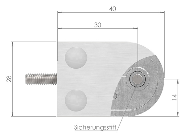 Glasklemme 40x28x17-4 mm Ø 42-4 mm- fuer 8-00 mm ESG Glas-10-MODELL16-4.7