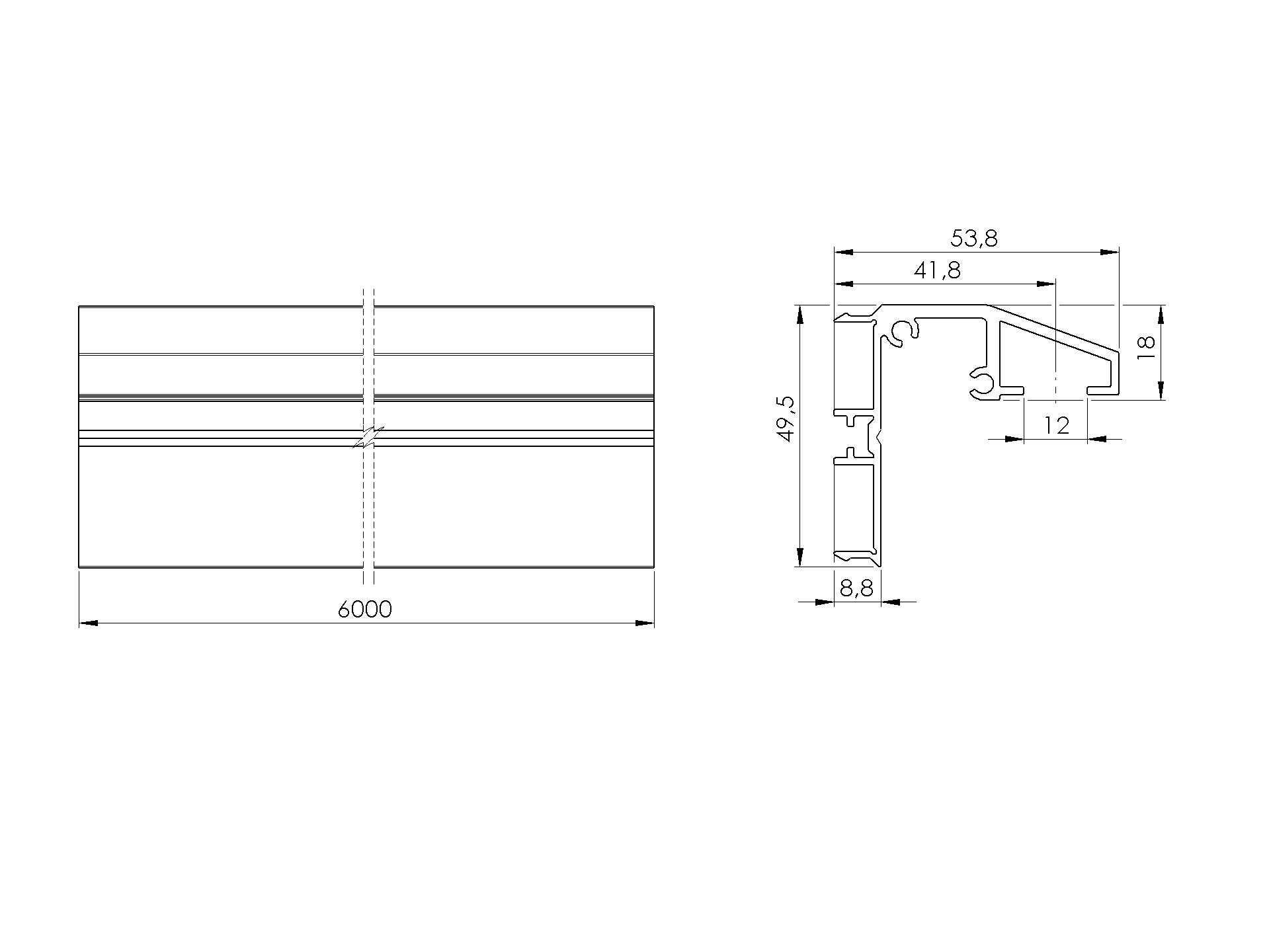 Fhrungsprofil unten Schiebetor Aluminium 54x50 mm 6000 mm Anthrazit RAL 7016-89.FGBG54X506000R7016