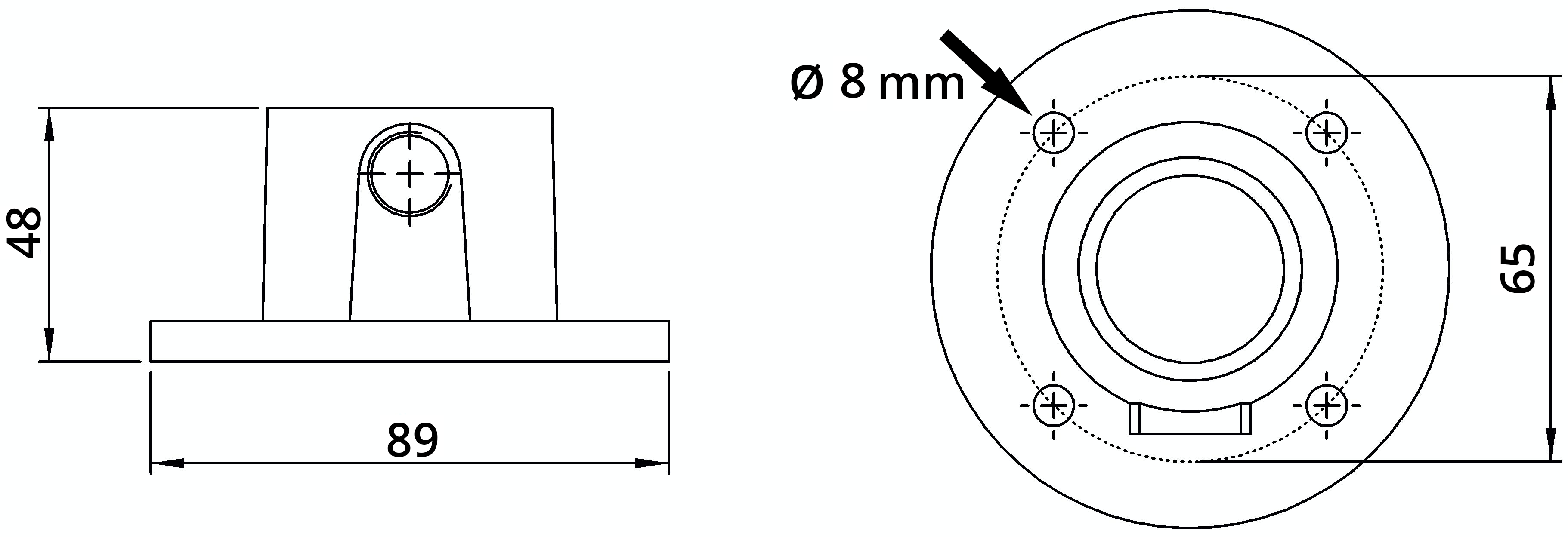 Rohrverbinder hohe Wandbefestigung rund mit Durchgangsbohrung Ø 26-9 mm -3-4- - Temperguss verzinkt - 131TXA27-131TXA27