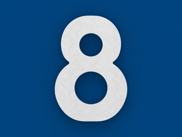 Hausnummer 8 - gross - Masse- 200 mm x 300 mm - V2A-11-8072.4