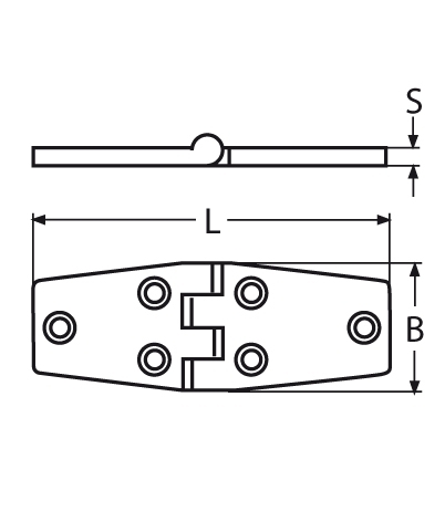 Edelstahlscharnier Breite- 38 mm V4A - Verkauf in VPEs-66-64-411.8231