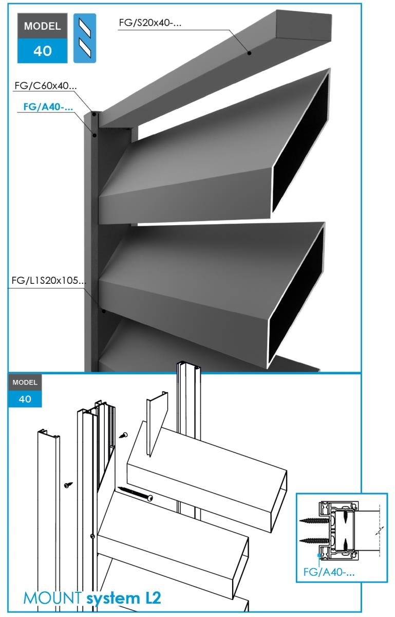 Aluminiumadapter 40x66 mm 1200 mm Anthrazit RAL 7016 fuer Jalousien-89-11FGA401200R7016-A.4