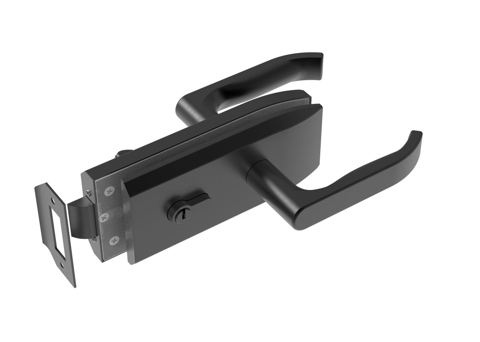 Glastuer-Griffgarnitur mit Schloss- Edelstahl schwarz- 8-12mm Glas PZ-WC-89-11GSBLACKD201S-A.4