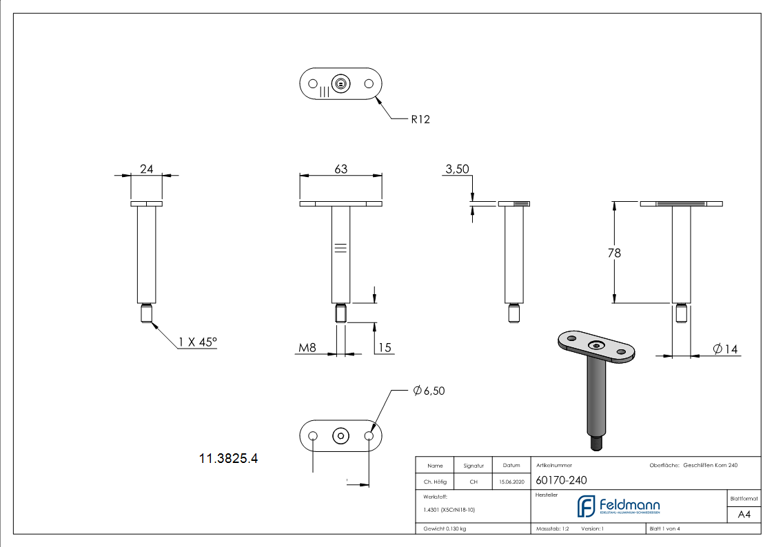Goupille avec plaque de retenue | Raccordement : plat | V2A