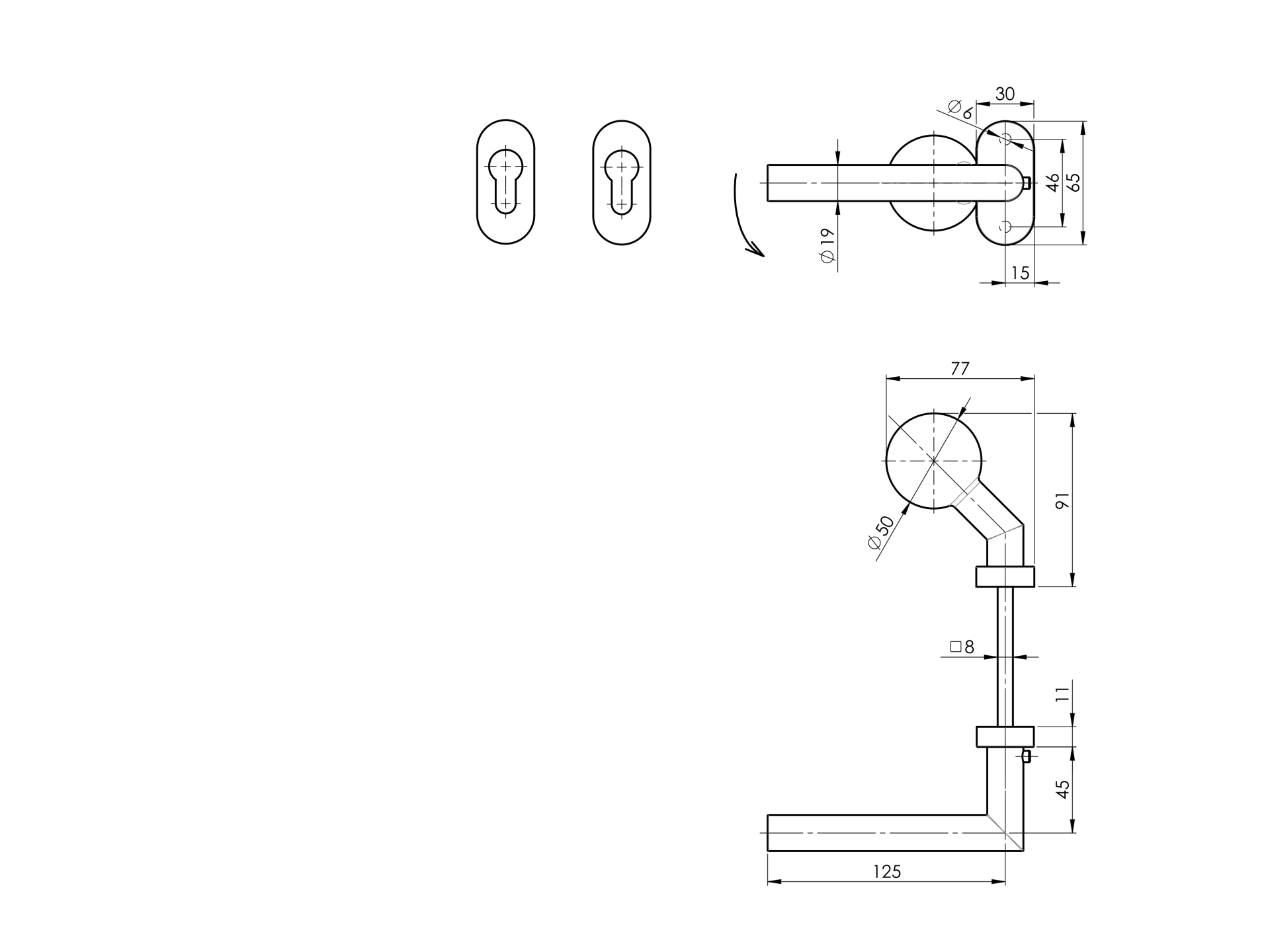 Tuerdrueckergarnitur V2A t- 1 mm fuer Profilzylinder- geschliffen K320-89-11D805GL-A.4