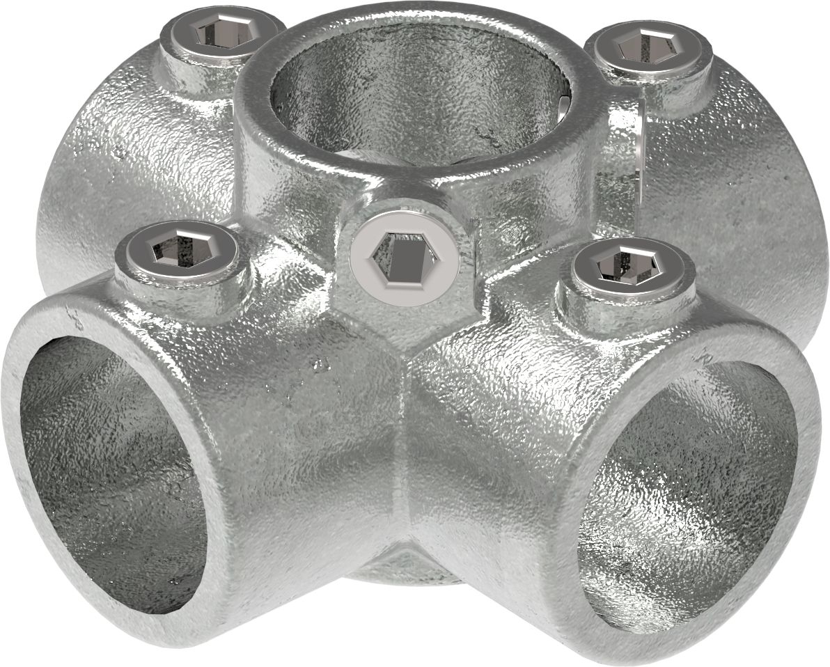 Rohrverbinder - Kreuzstueck fuer Stuetzrohr - 158T21 - 21-3 mm - 1-2- - Feuerverzinkt u. Elektrogalvanisiert-158T21