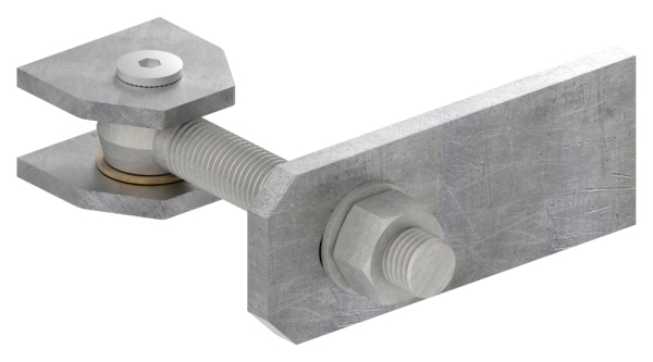 Charnière de portail M24 | réglable | patte à trous oblongs | acier (brut) S235JR
