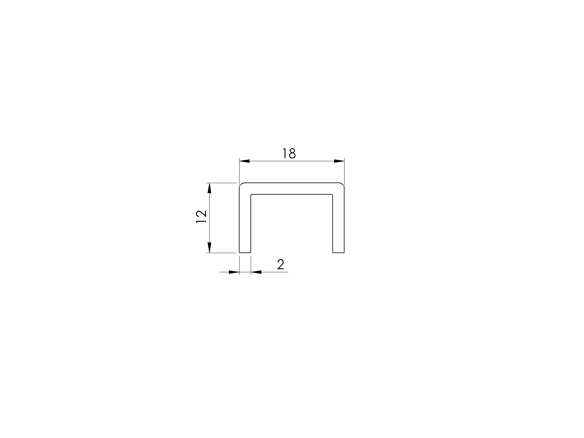 U-Profil Handlauf Aluminium 18 x 12 mm fuer Glas 12-13-52 mm L=3000 mm eloxiert-89-11AL69010143000SE-A.4