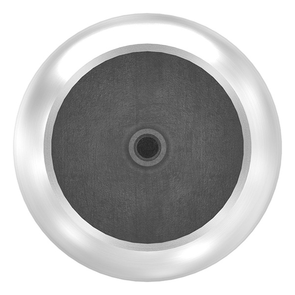 Abschlusskugel Edelstahl V2A fuer Rohr Ø 60-3 mm- Kugel Ø 85 mm- hohl- M8- Korn 240-88-1150283.240H