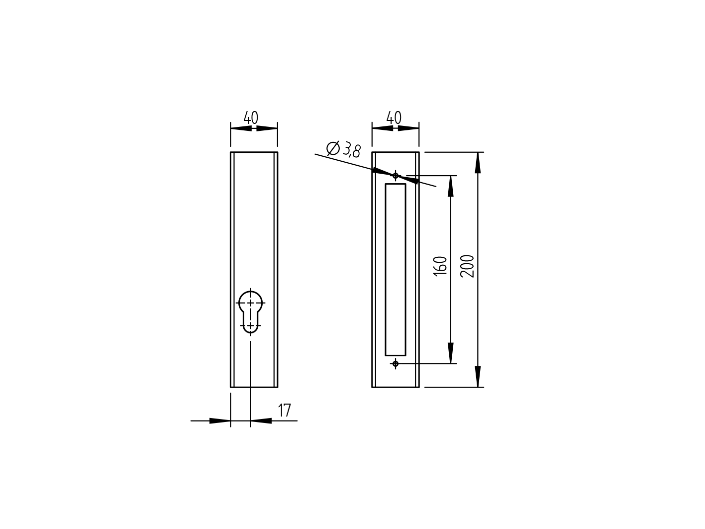 Schlosskasten Stahl fuer 40x40 mm Profil passend fuer H-36-20A roh-89-11H3620K-A.4