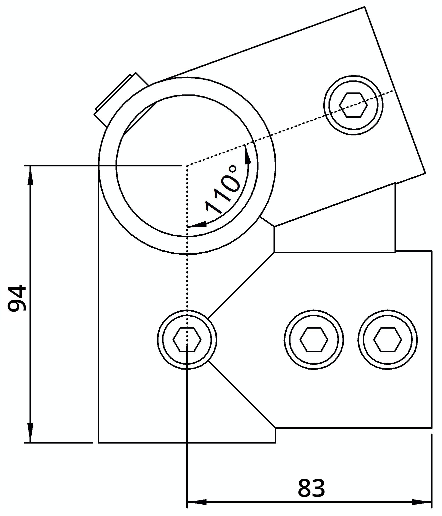 Rohrverbinder - Traufenstueck 27-5° - 185D48 - 48-3 mm - 1 1-2- - Feuerverzinkt u. Elektrogalvanisiert-185D48