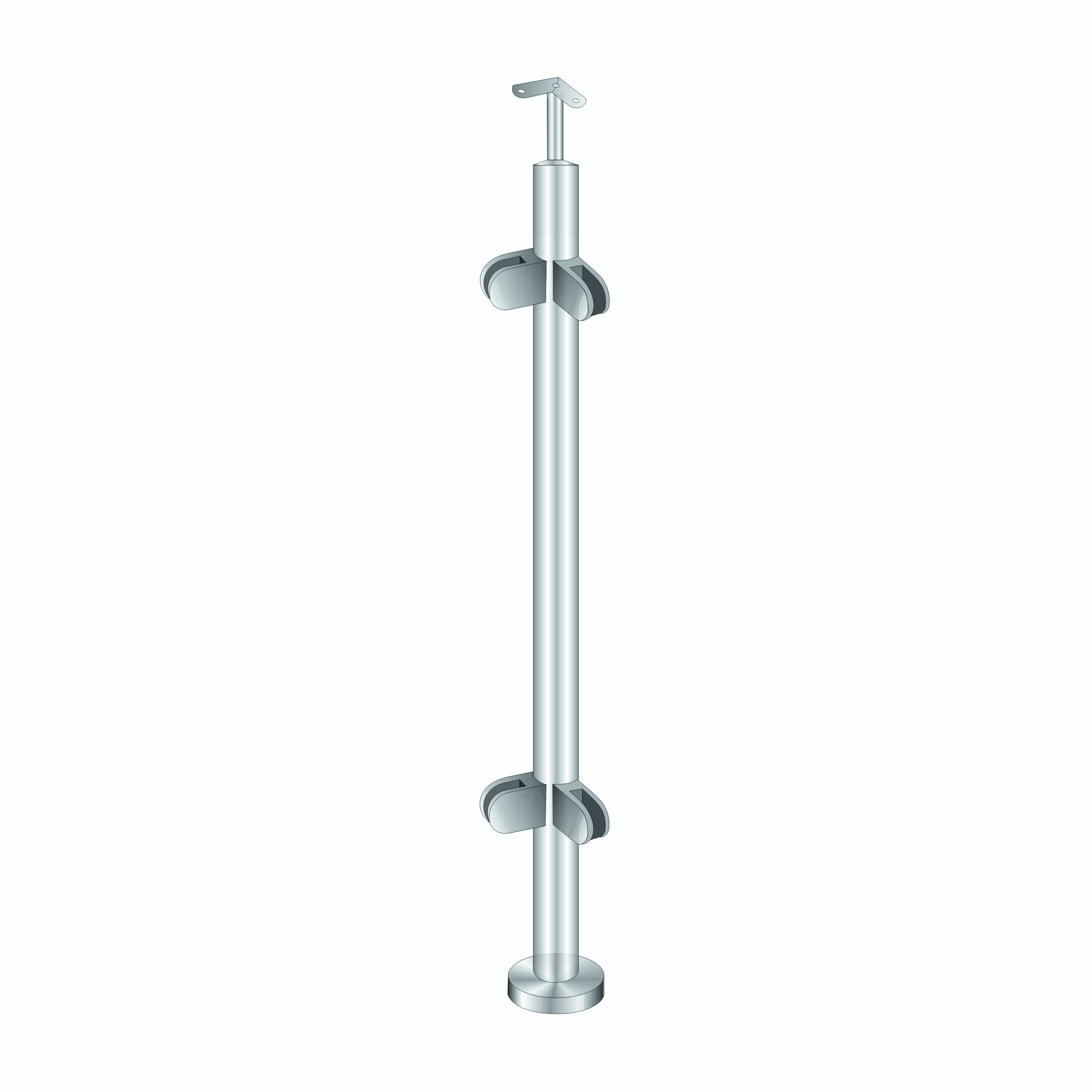 Eckpfosten Edelstahl AISI 304 D42-4 1100 mm Oberverankerung fuer Glas-14-0035RG-A.4