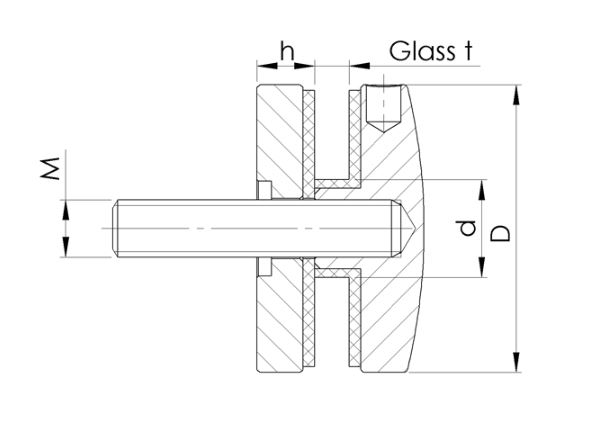 Support de pointe de verre Ø 50 mm | pour connexion plate | V2A