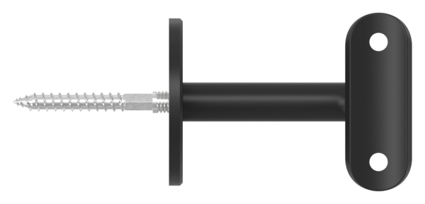 Handlaufhalter mit Platte 42-4mm- -Ronde und Buegel verschweisst- V2A in RAL 9005 beschichtet-88-1150369-240-42.9005