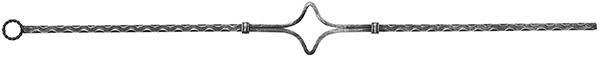 Barre décorative | longueur : 900 mm | matériau : 12x12mm | martelé | acier (brut) S235JR
