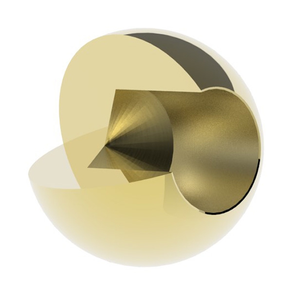 Boule en laiton Ø 25mm plaqué or avec trou borgne 12,8mm