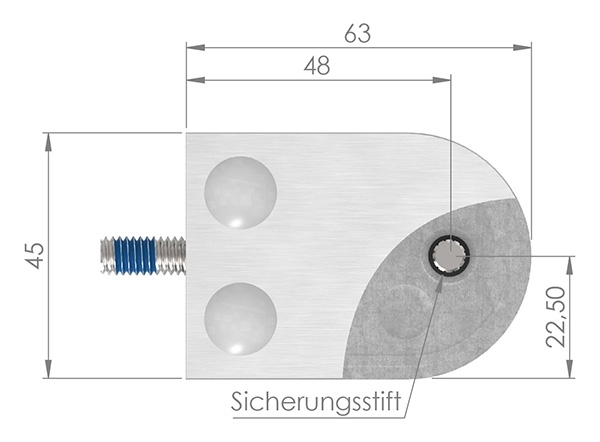 Glasklemme 63x45x28 mm AbZ fuer Anschluss Ø 42-4 mm Edelstahleffekt-10-2242ABZ.2