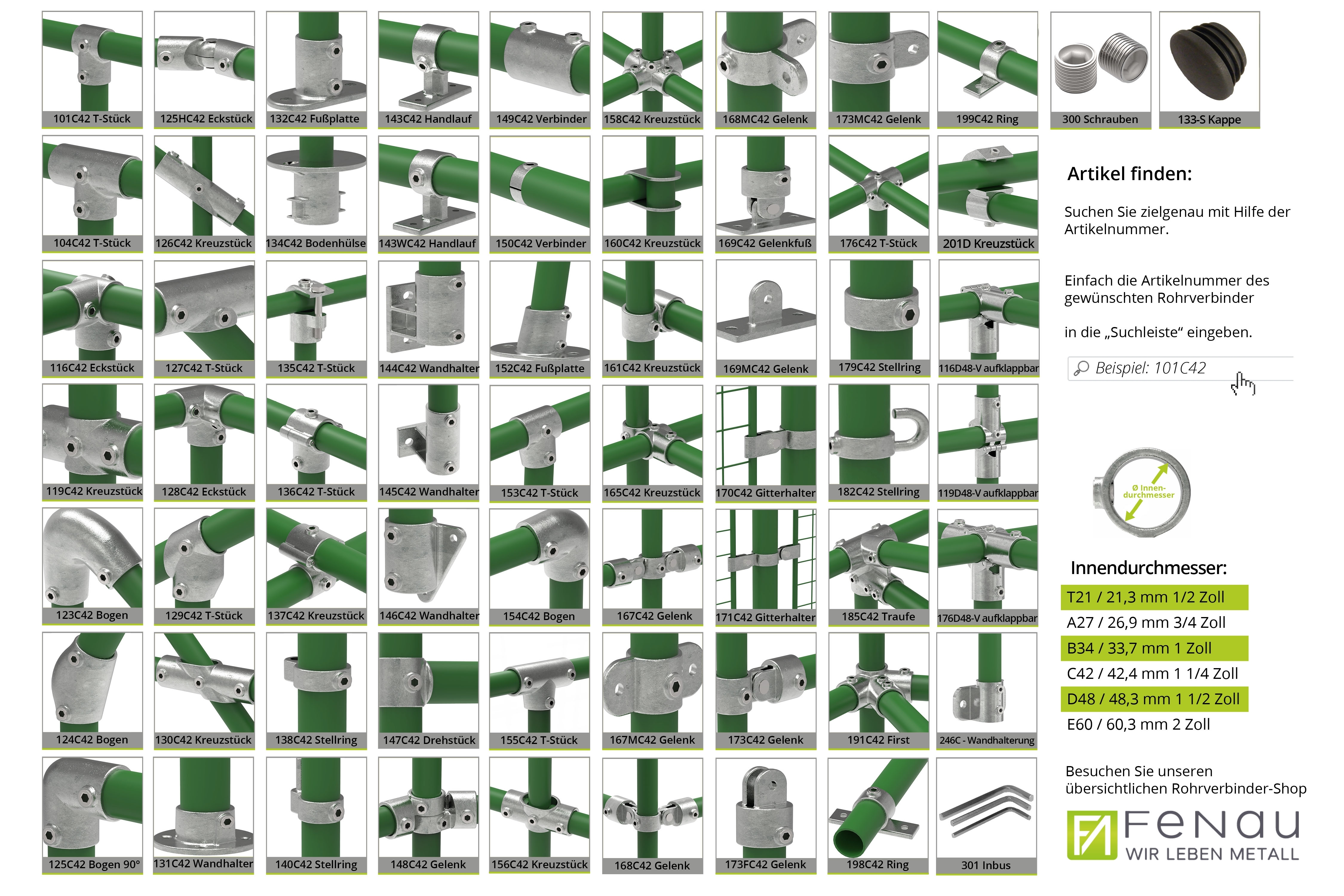 Rohrverbinder - Schneidschrauben - fuer S17 - T21 - A27 - B34 - C42 - D48 - E60 - Edelstahl-300