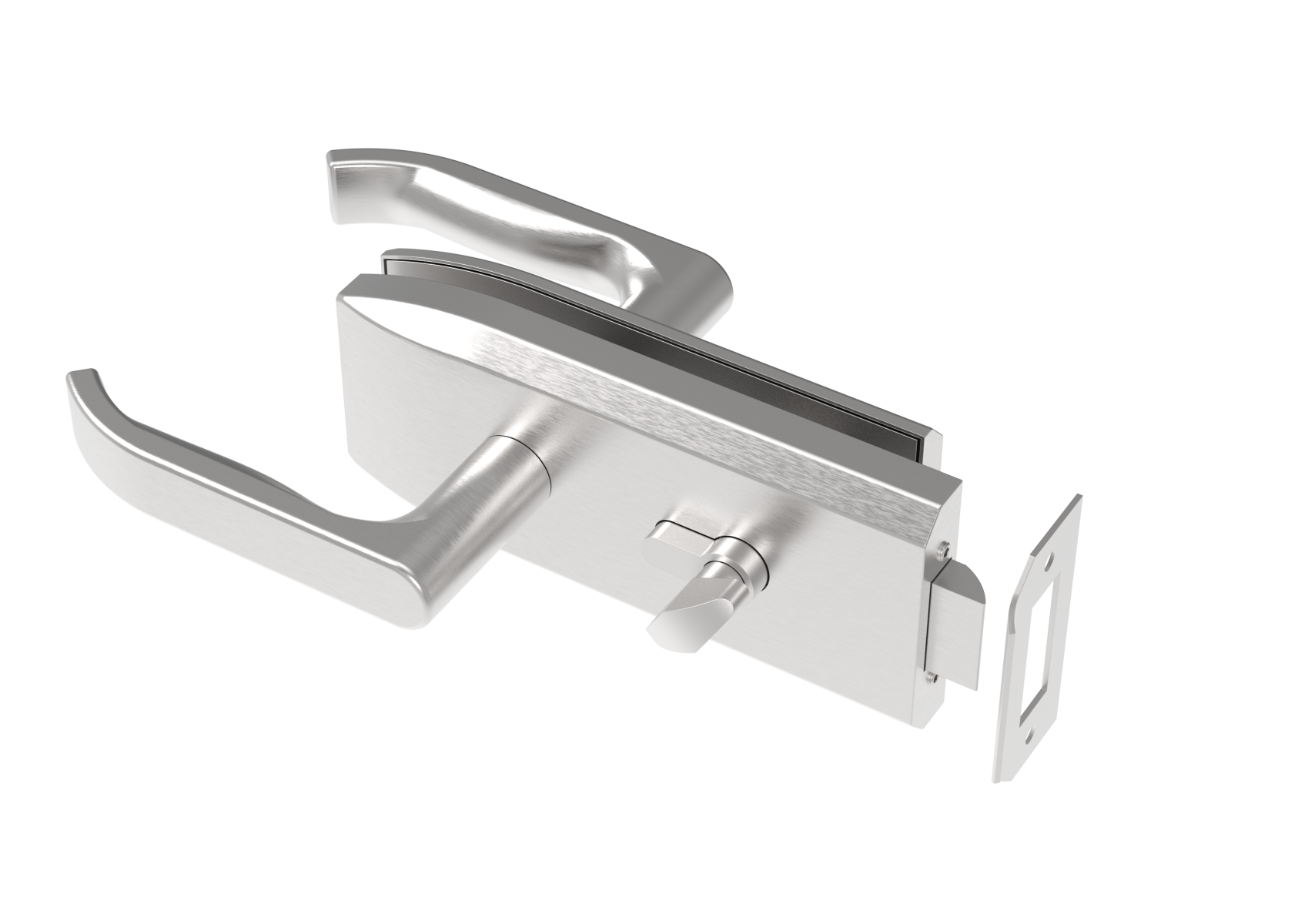 Glastuerschloss Edelstahl AISI 304- Glasstaerke 8-12mm- PZ-WC- geschliffen-89-11GS304D201S-A.4