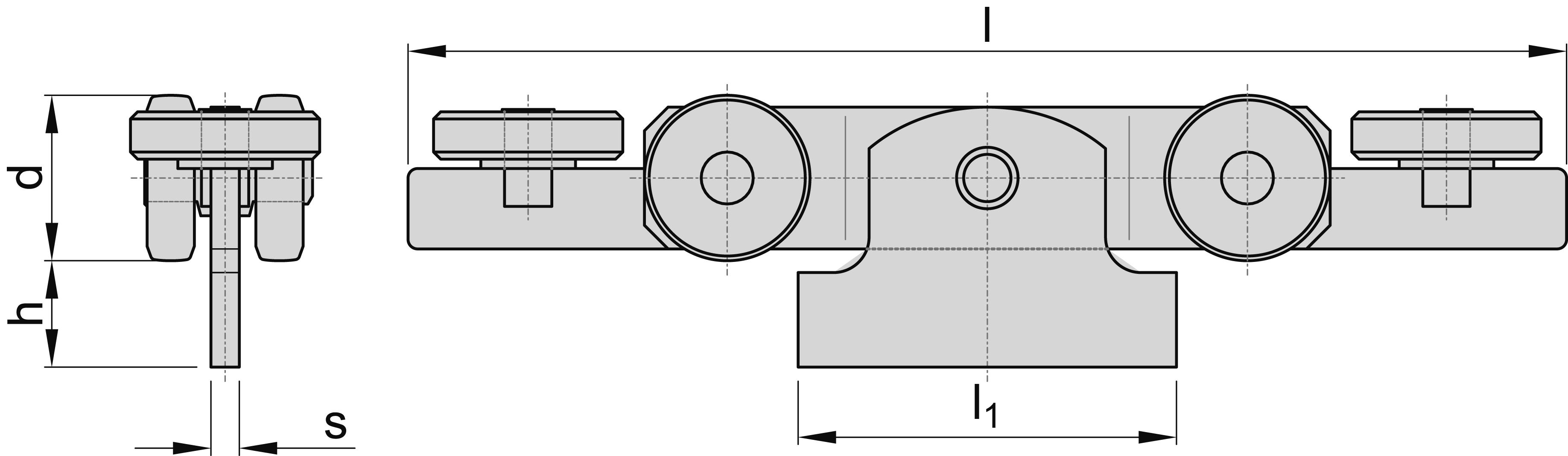 Doppelrolle mit Seitenfuehrung und Anschweisspendel MEA Ø 59 mm 10337936-60-0144.7