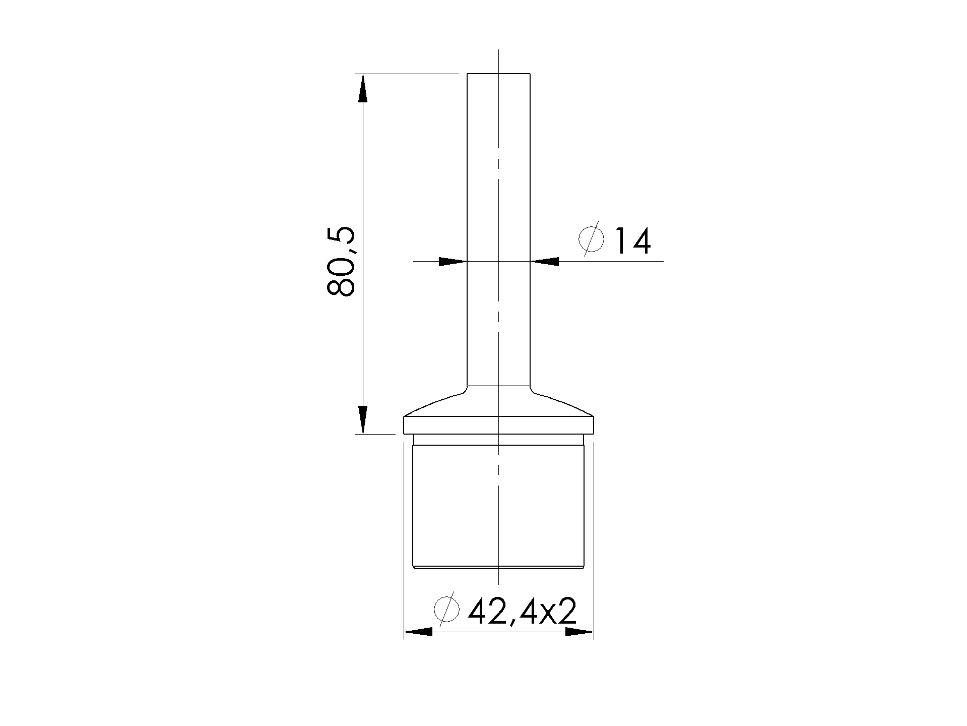 Handlaufstuetze aus einem Stueck fuer  42-4x2-0 mm V2A-11-3861-A.4