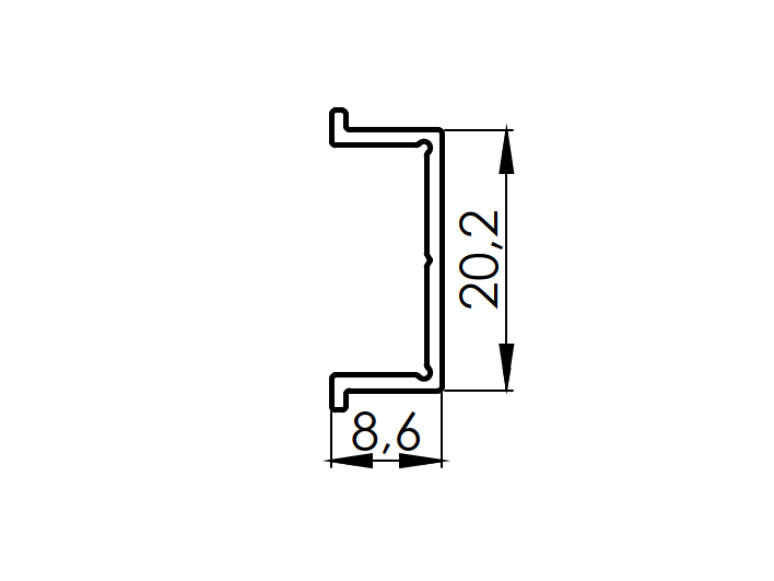 Abdeckleiste Aluminium 20 x 8 mm 2 m Anthrazit RAL 7016 fuer Zaunpfosten-89.FGPC20X82000R7016