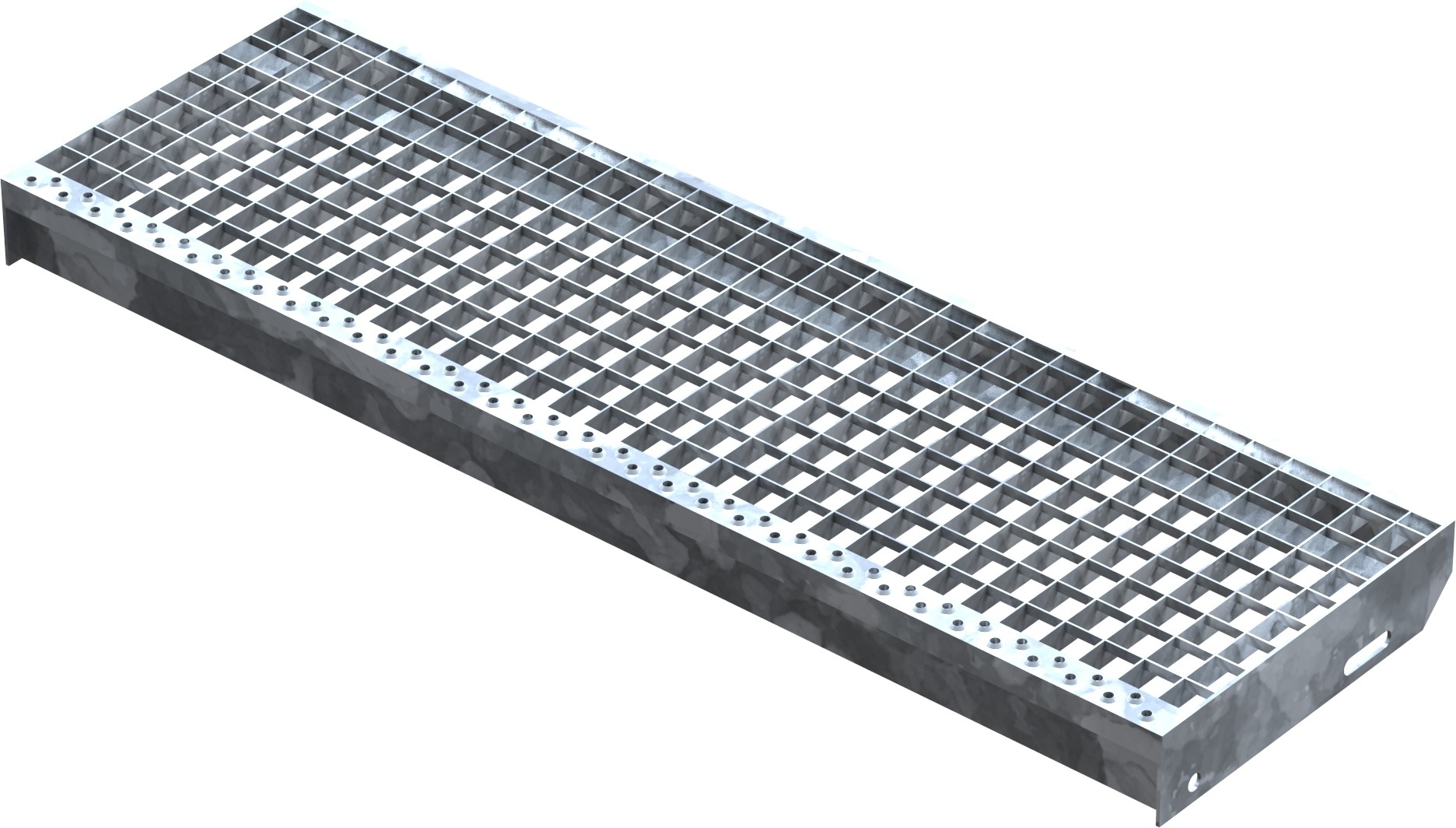 Marche en caillebotis Marche d'escalier | Dimensions : 1000x305 mm 30/30 mm | S235JR (St37-2), galvanisé à chaud en bain complet