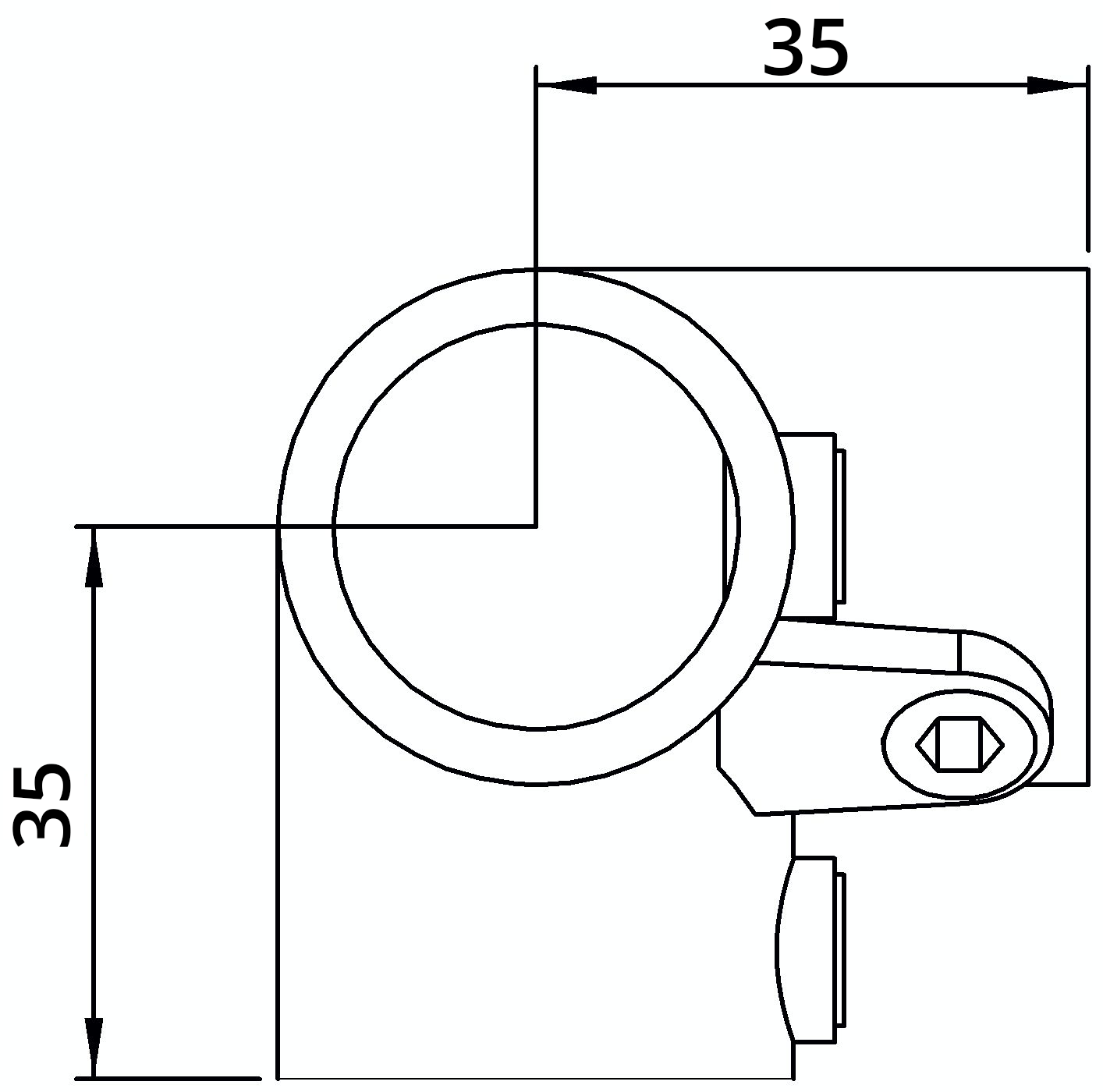 Raccord de tuyauterie | Pièce d'angle à trois voies 90° | 128T21 | 21.3 mm | 1/2" | Fonte malléable et électrozinguée