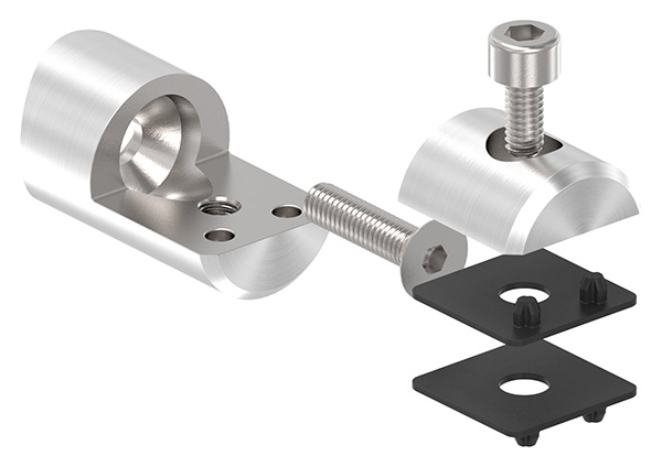 Blechhalter - Plattenhalter Ø 25 mm Edelstahl V4A – Anschluss 42-4 mm inkl- Schrauben - Gummieinlage-12-2102.1