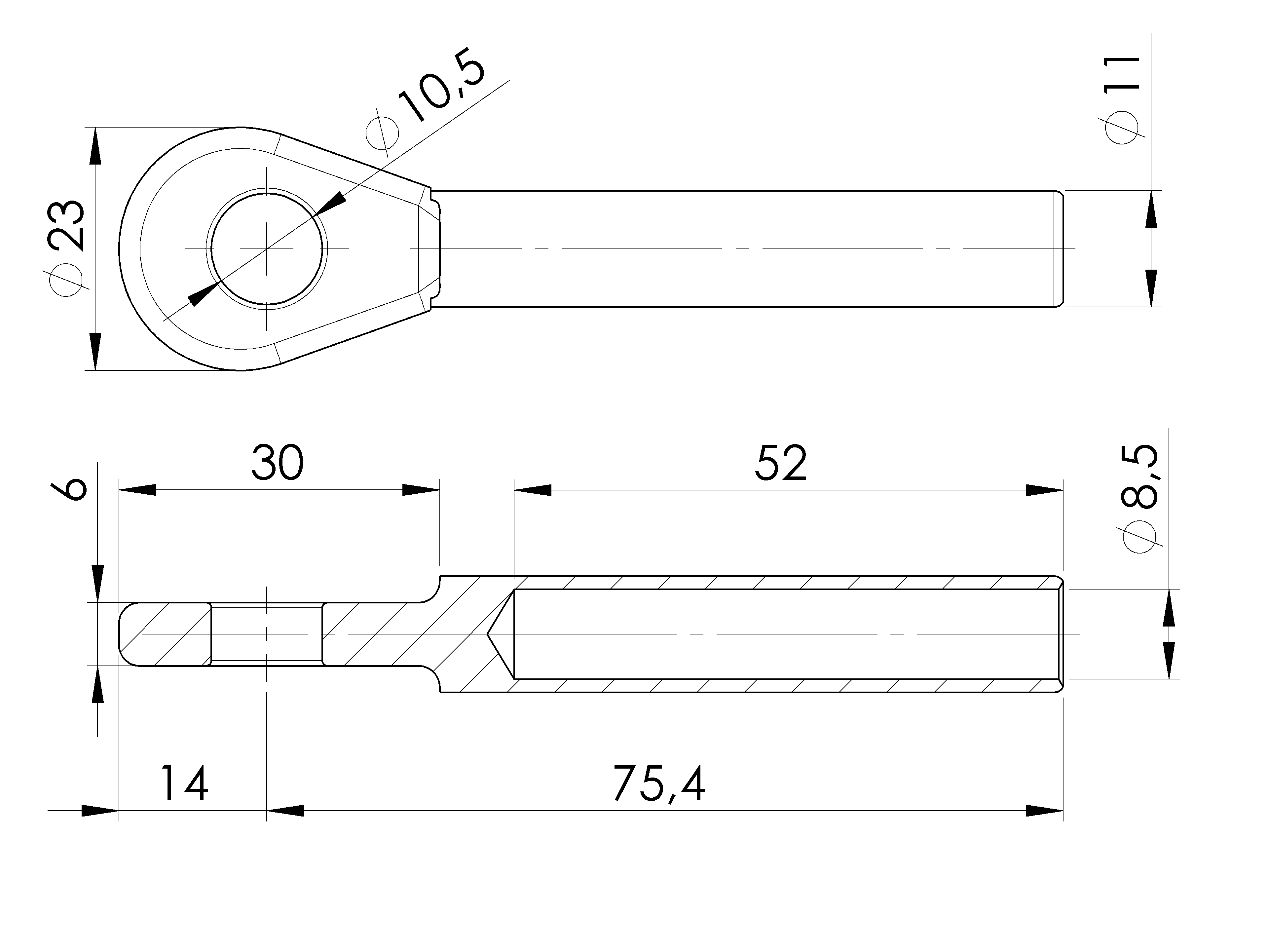 Kabelstopper Edelstahl AISI 316 fuer 8 mm Kabel geschliffen-89-11A147333008-A.4