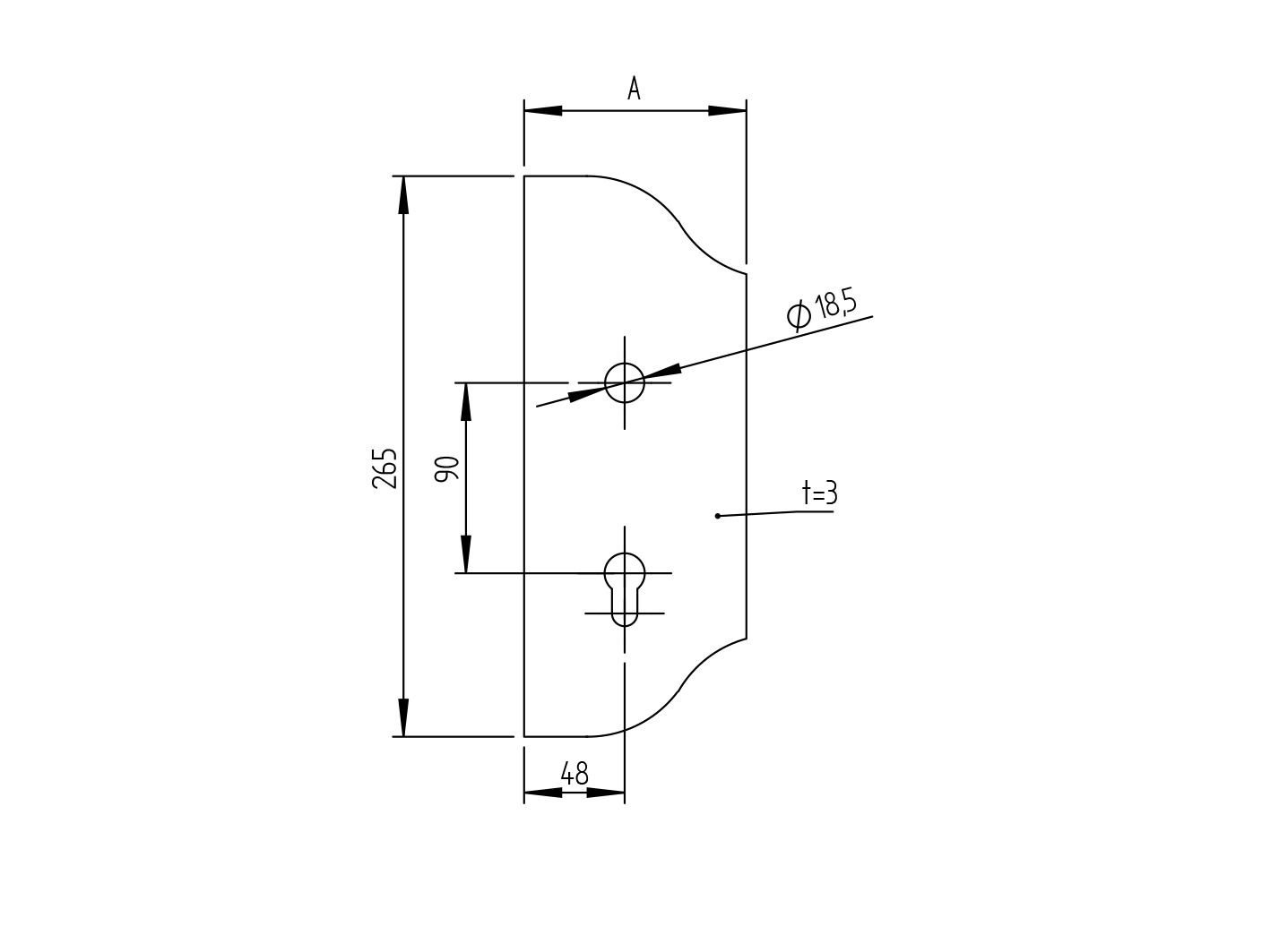 Schlossplatte Stahl 268x106x3 mm dekoriert-89-11D114AST-A.4