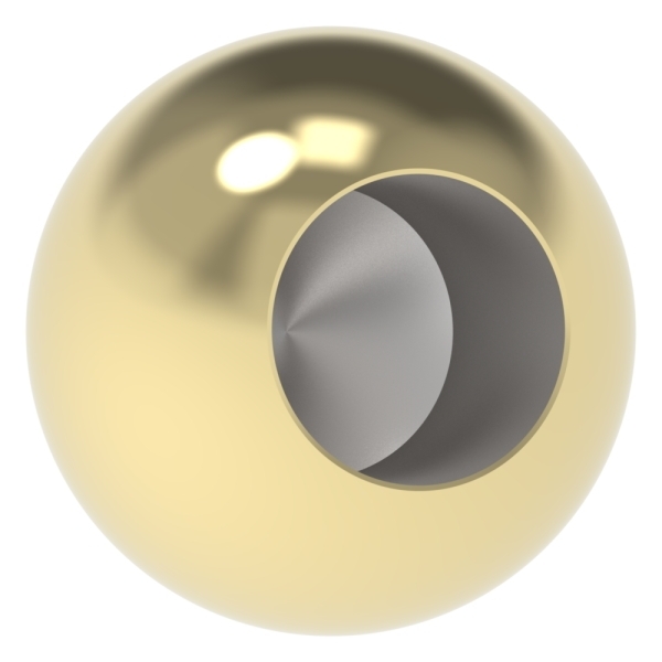 Boule en laiton Ø 25mm avec trou borgne 12,2mm