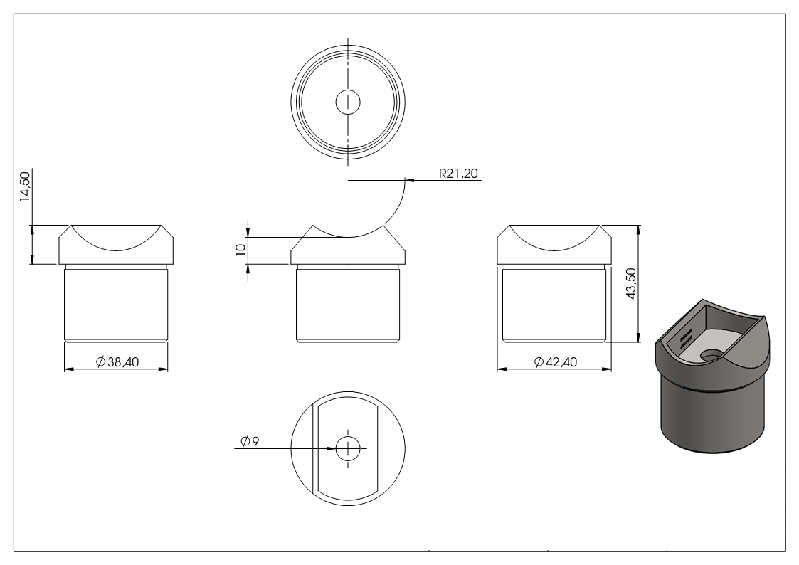 Sellette à coller pour tube rond Ø 42,4x2,0 mm V2A