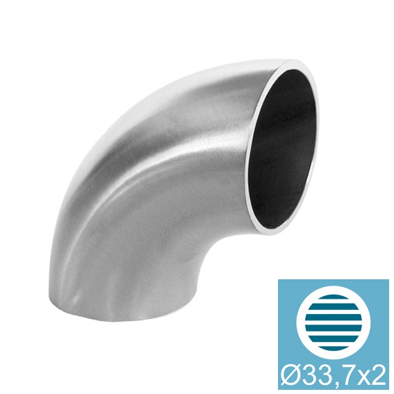 Coude 90° | à souder | pour tube rond : Ø 33,7 mm | V2A