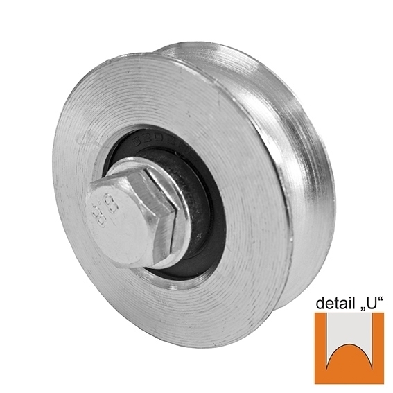 Schiebetorrolle U-Rille Stahl verzinkt Ø 60 mm fuer M10 Achse bis 200 kg-89-11H06U60-A.4