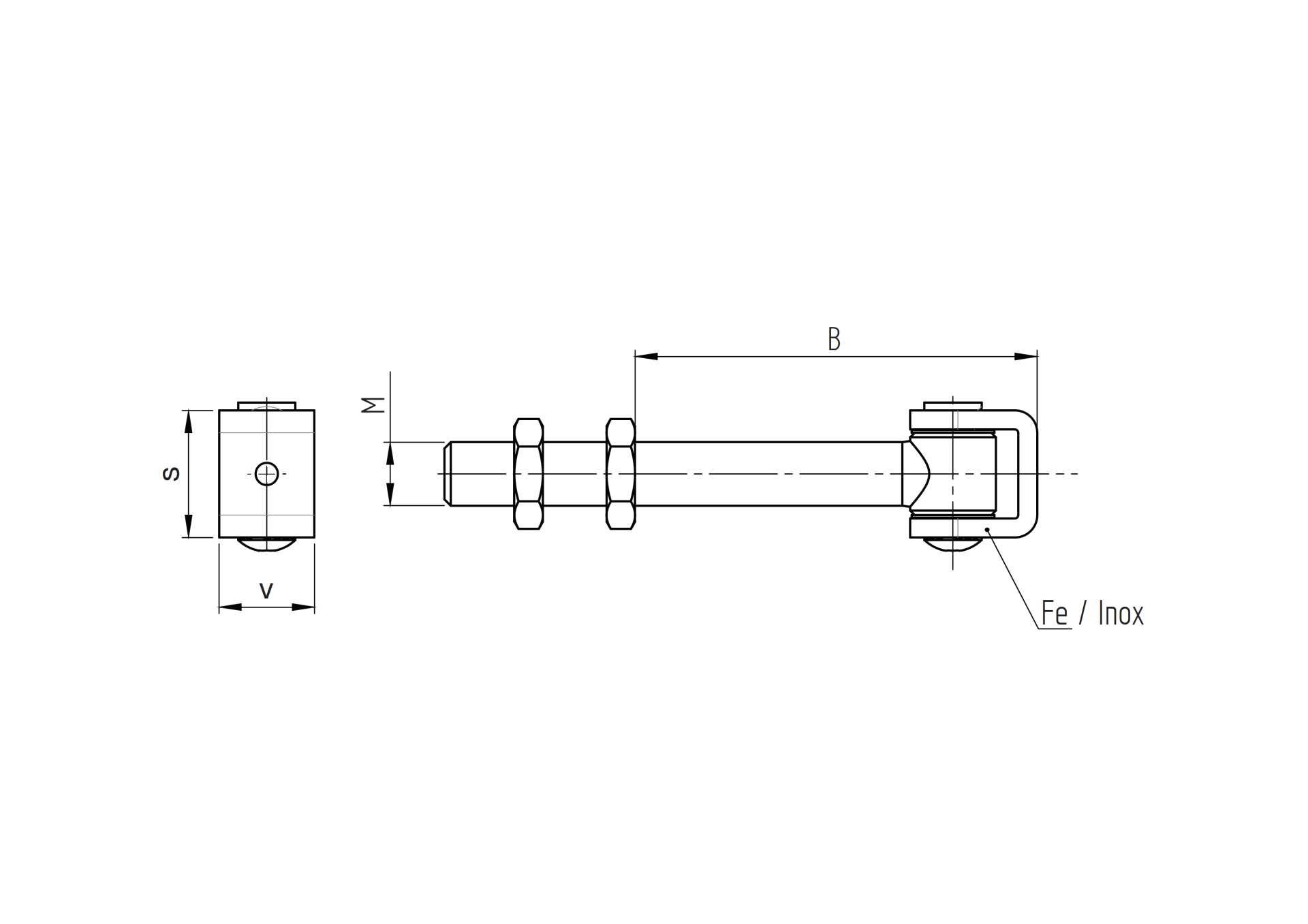 Regulierbares Torband V2A M16 - 54-167 mm mit langem Gewinde-89-11D867M16-A.4