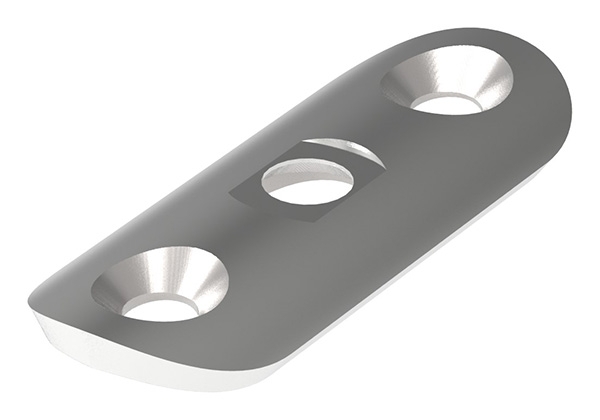 Handlaufanschlussplatte 63x25x4 mm fuer Rohr Ø 33-7 mm mit gesenkten Aussenbohrungen V2A-11-2141.4G