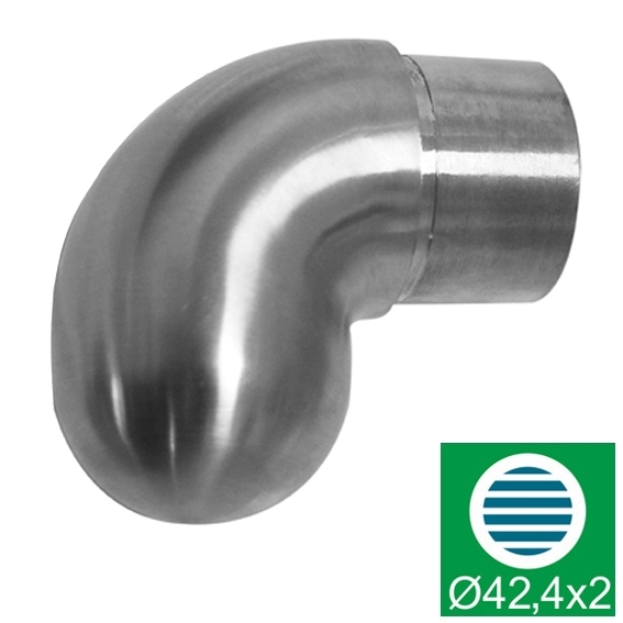 Embout 90° semi-circulaire, pour tube rond Ø 42.4x2.0 mm V2A